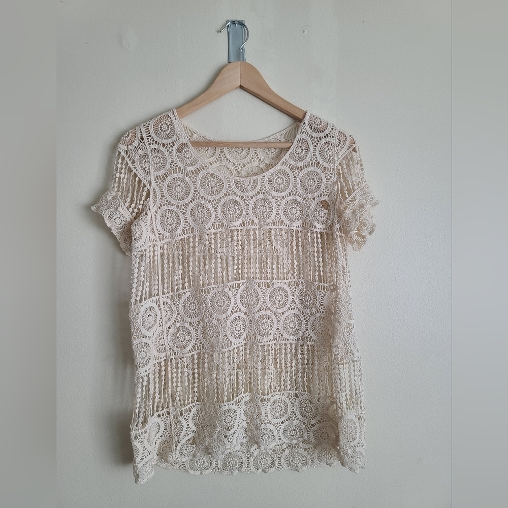 Phase One cotton crochet blouse size Medium
